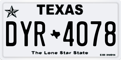 TX license plate DYR4078