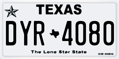 TX license plate DYR4080