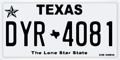 TX license plate DYR4081