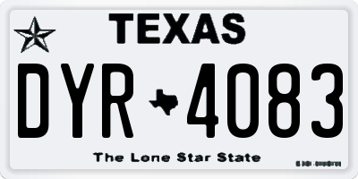 TX license plate DYR4083