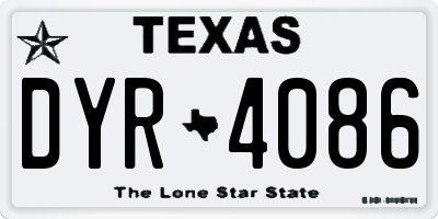 TX license plate DYR4086