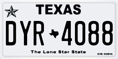 TX license plate DYR4088