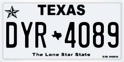 TX license plate DYR4089