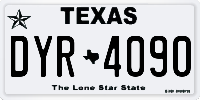TX license plate DYR4090