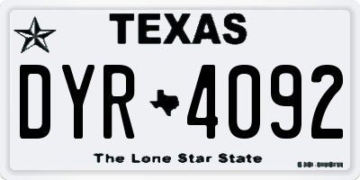 TX license plate DYR4092