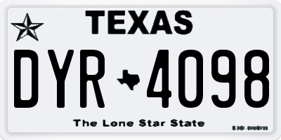TX license plate DYR4098