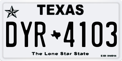 TX license plate DYR4103