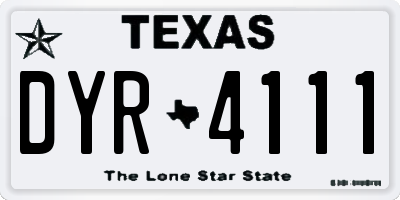 TX license plate DYR4111