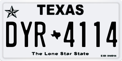 TX license plate DYR4114