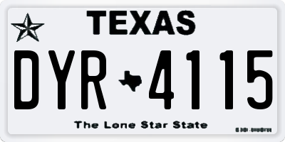 TX license plate DYR4115