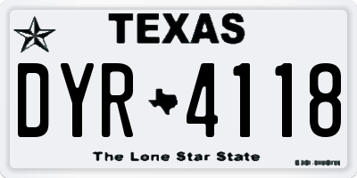 TX license plate DYR4118