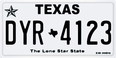 TX license plate DYR4123