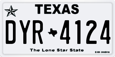 TX license plate DYR4124