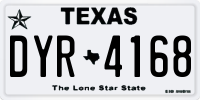 TX license plate DYR4168