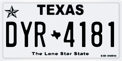TX license plate DYR4181