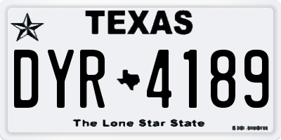 TX license plate DYR4189