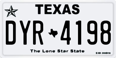 TX license plate DYR4198