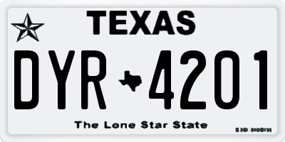 TX license plate DYR4201