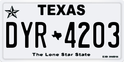 TX license plate DYR4203