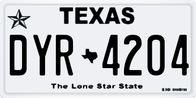 TX license plate DYR4204