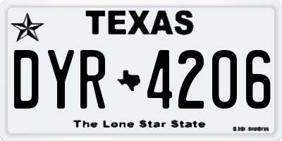 TX license plate DYR4206