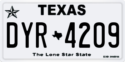 TX license plate DYR4209