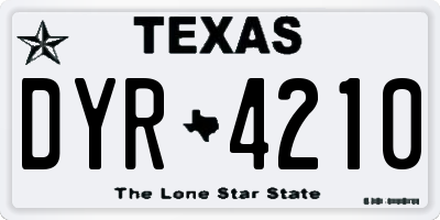 TX license plate DYR4210