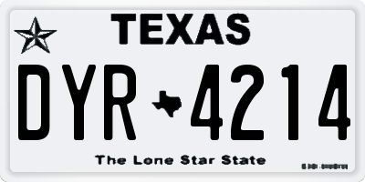 TX license plate DYR4214