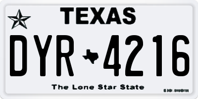 TX license plate DYR4216