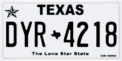 TX license plate DYR4218