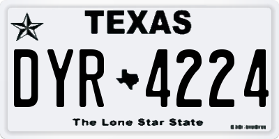 TX license plate DYR4224
