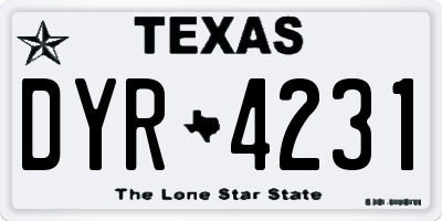 TX license plate DYR4231