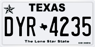 TX license plate DYR4235