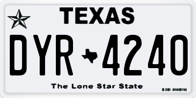 TX license plate DYR4240