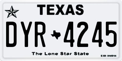 TX license plate DYR4245