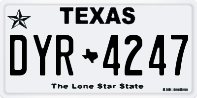 TX license plate DYR4247