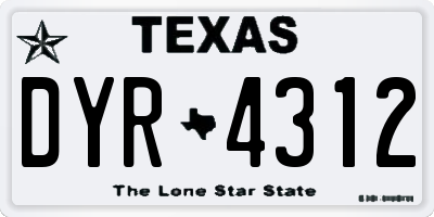 TX license plate DYR4312