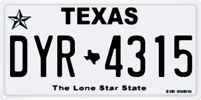 TX license plate DYR4315