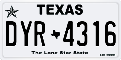 TX license plate DYR4316
