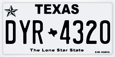 TX license plate DYR4320