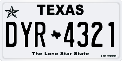 TX license plate DYR4321