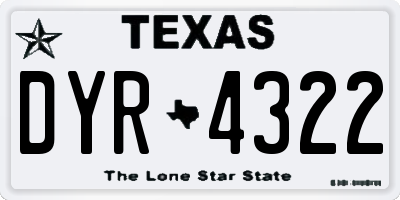 TX license plate DYR4322