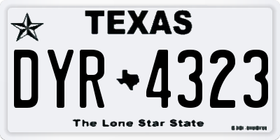 TX license plate DYR4323