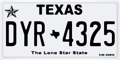 TX license plate DYR4325