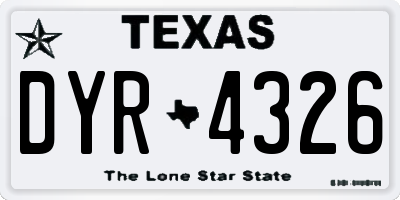 TX license plate DYR4326