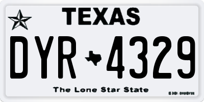 TX license plate DYR4329