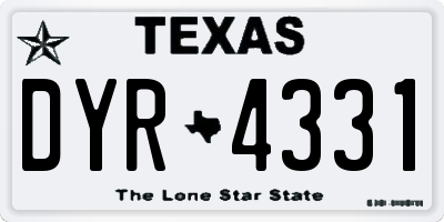TX license plate DYR4331
