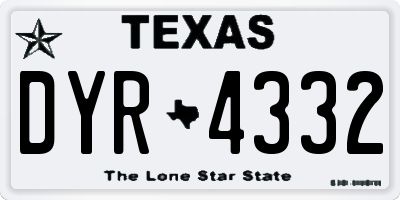 TX license plate DYR4332