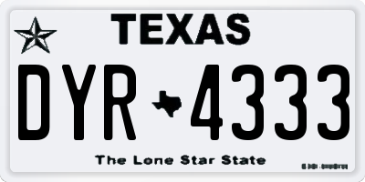 TX license plate DYR4333