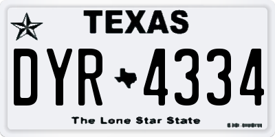 TX license plate DYR4334